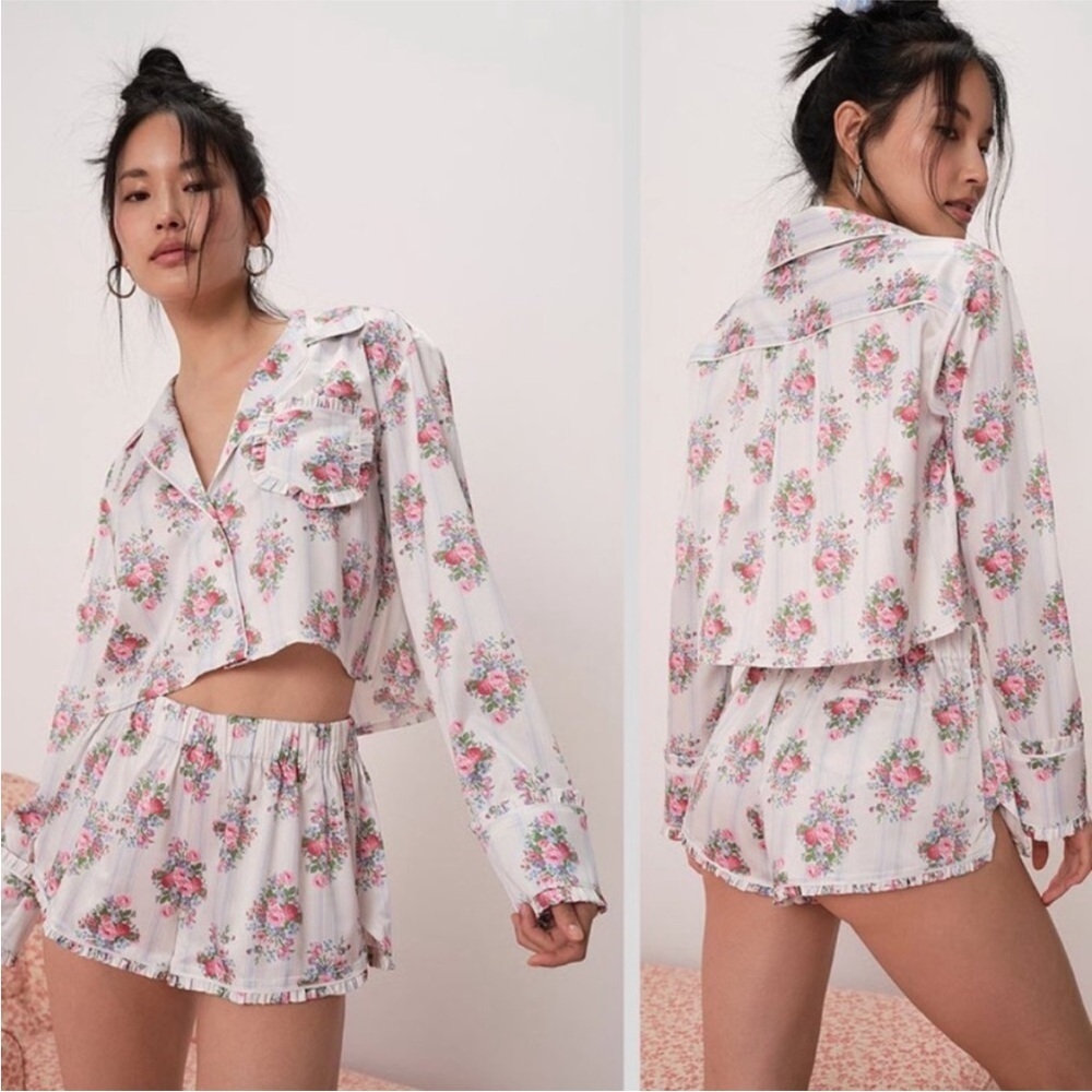 NEW For Love and Lemons Floral Pajamas Set Xsmall